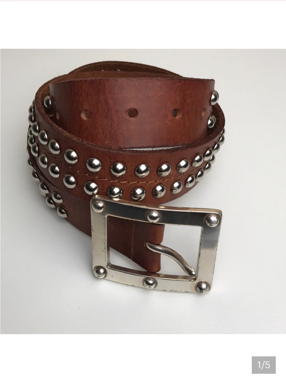 MICHAEL Michael Kors Studded Brown Leather Belt